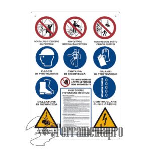Cartello per cantiere con 12 simboli CM.80X60 ferramentapro.com