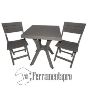 Set Duetto Resina Tavolo 2 Sedie Tortora ferramentapro.com