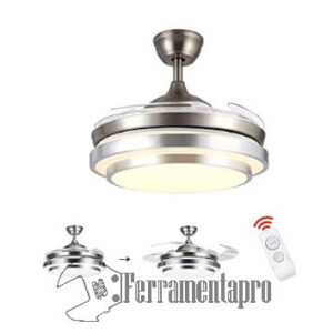 Ventilatore a soffitto a motore DC con pale a Scomparsa e Luce Led - Invisibile 105